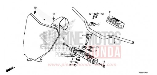 TUYAU DE GUIDON/PONT SUPERIEUR (CRF250RK,L,M/CRF250RXK,L) CRF250RK de 2019